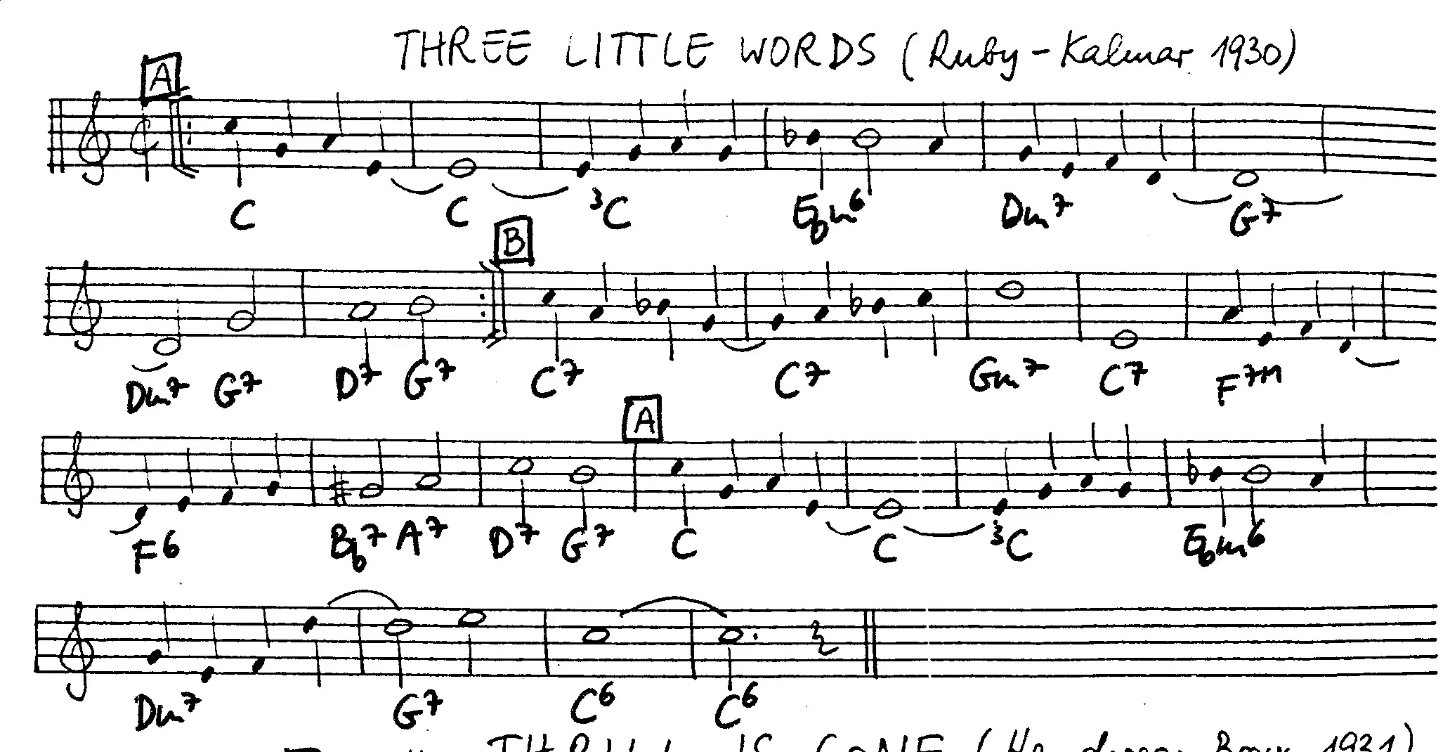 three little words free jazz leadsheet - Courtesy of the Jungle Jazz Band